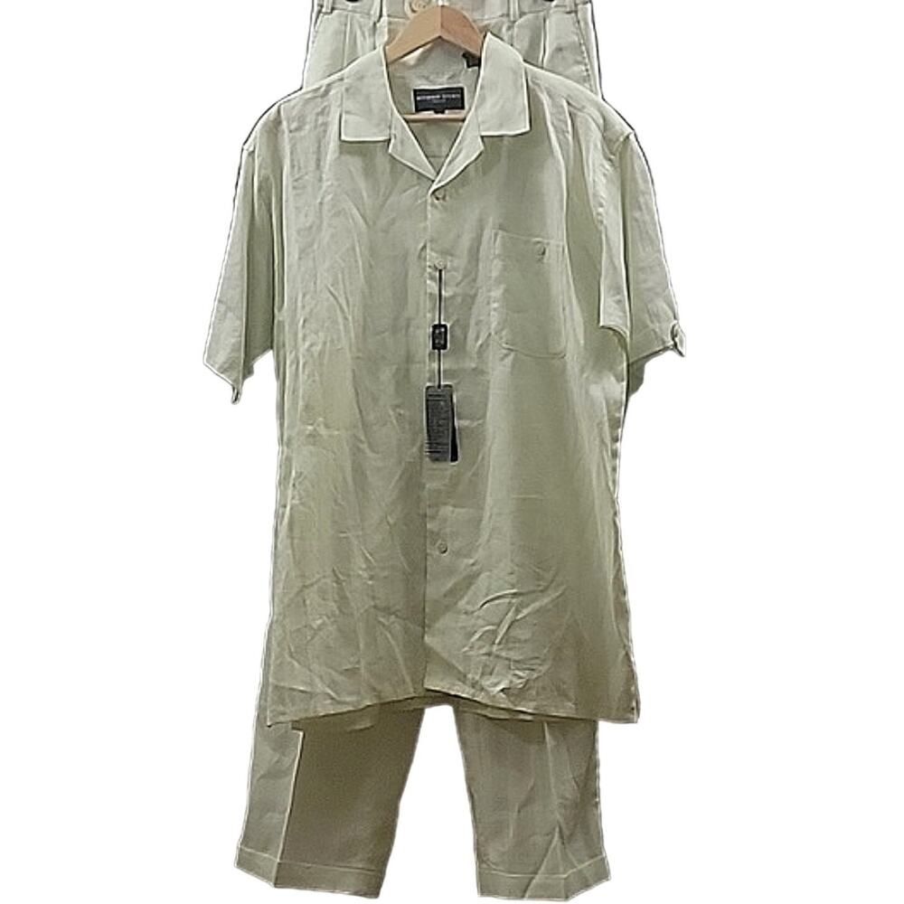 Mondo Uomo NWT Linen Lightweight 2 Piece Casual Matching Pants Suit Men's L / 34